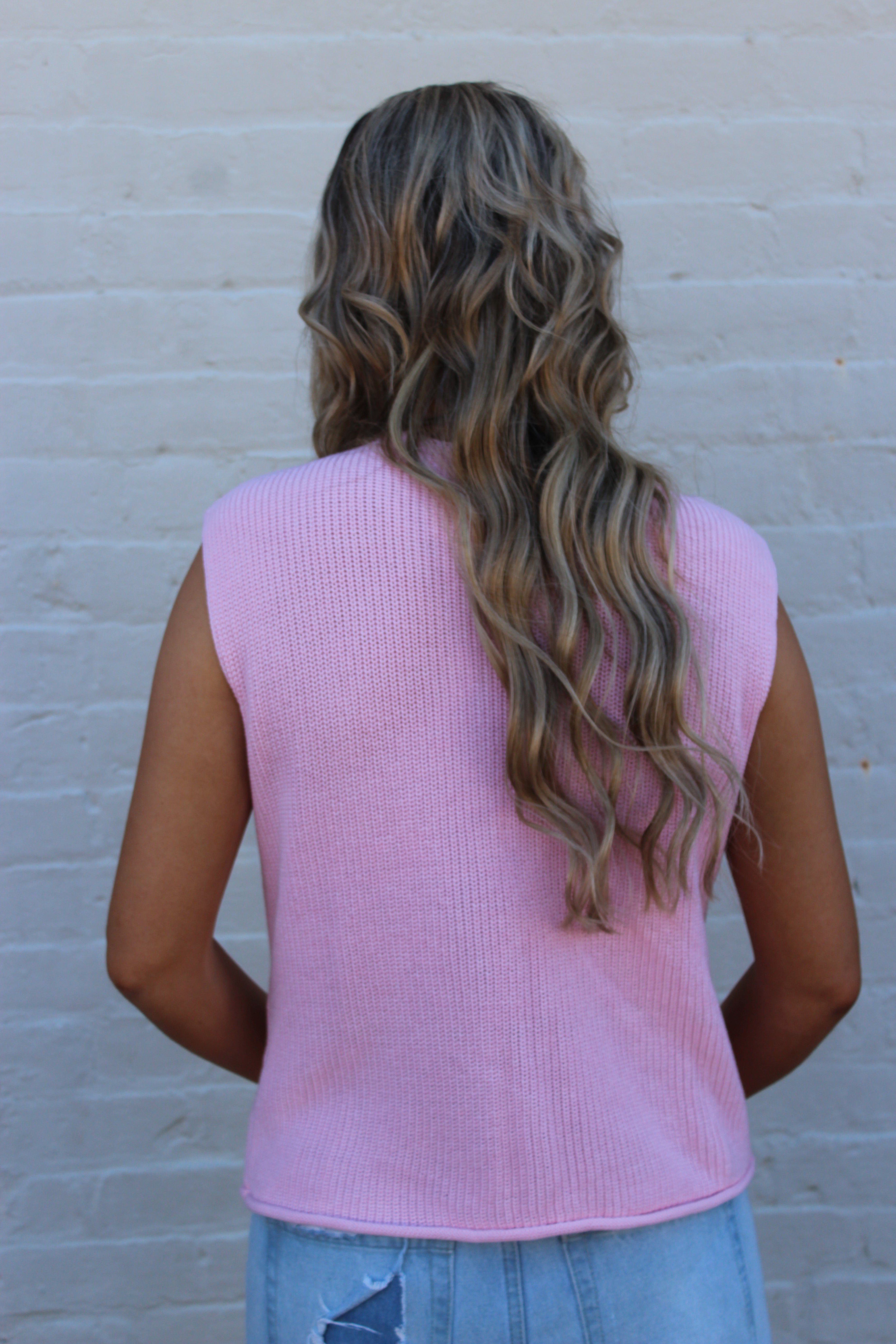 Solid Color Knit V Neck Button Front Sweater Vest